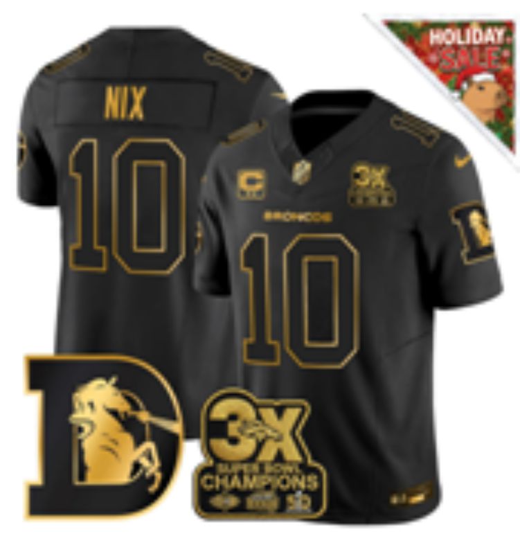 Men 2026 Denver Broncos #10 Nix black gold three generations Nike Limited NFL Jersey style 003->denver broncos->NFL Jersey